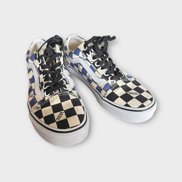 NWOT VANS OLD SCHOOL BIG CHECKERED SHOES Blue Black Cream WOMENS 8 MENS 6.5 - Picture 6 of 8